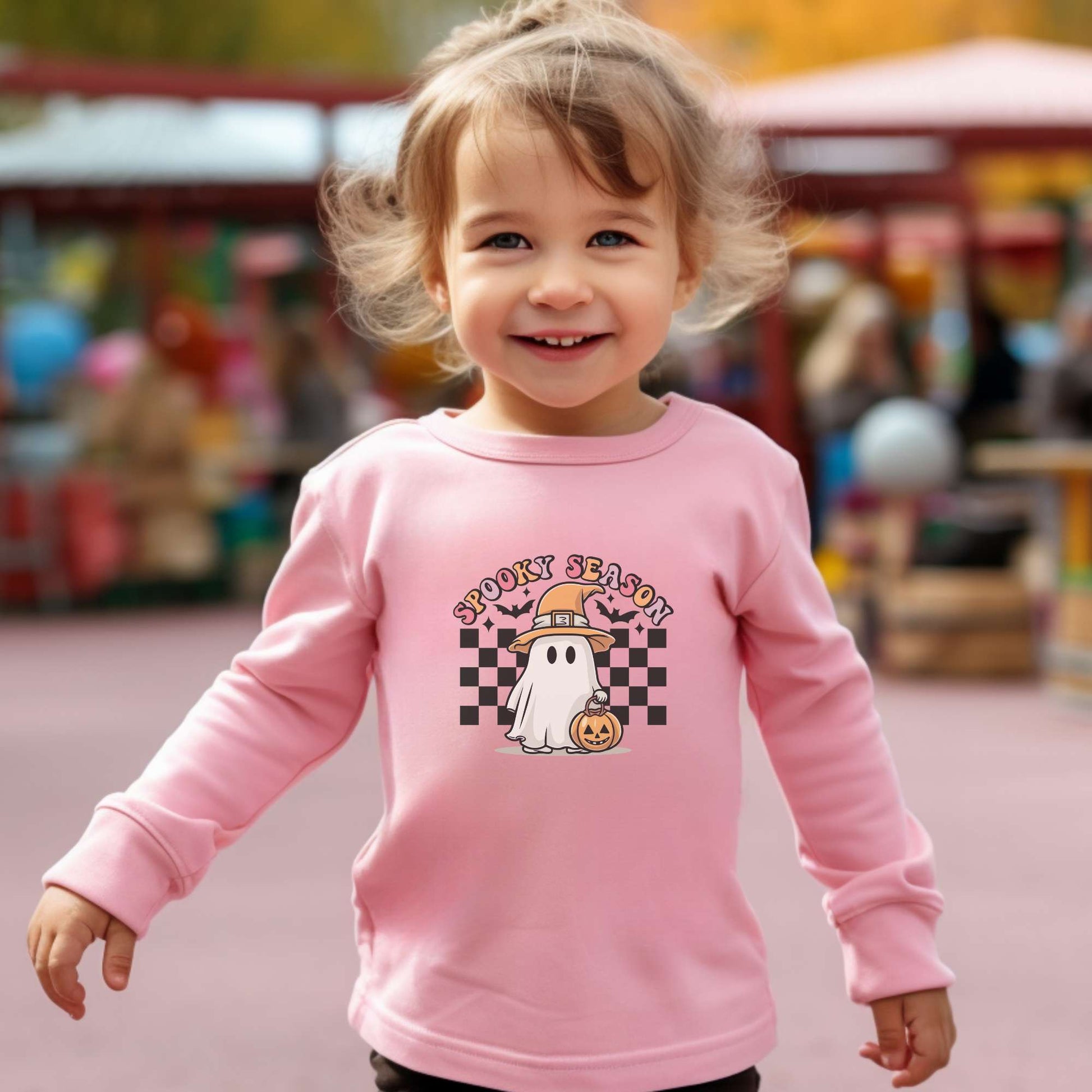 Spooky season, toddler long sleeve, Halloween, pink