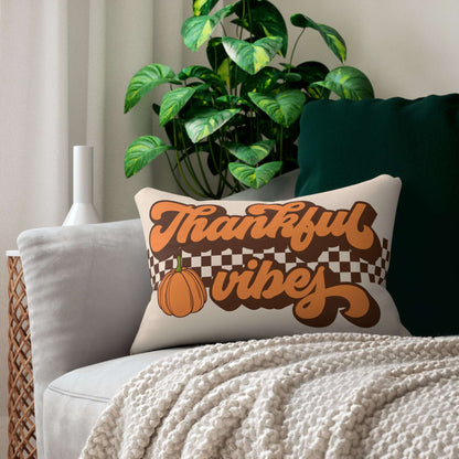 thankful vibes, lumbar pillow, retro style,  thanksgiving, home decor, accent pillow