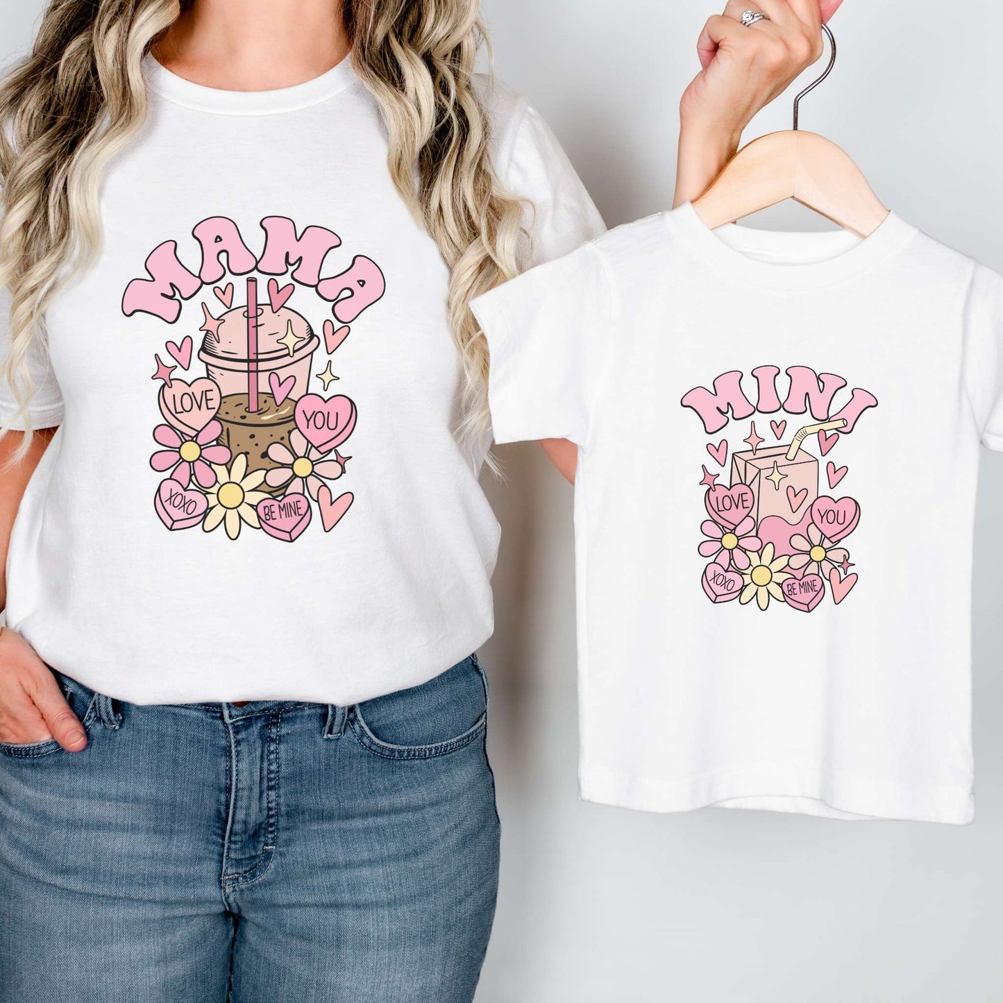 mama mini valentines day shirts, matching apparel, holiday, womens tee, white