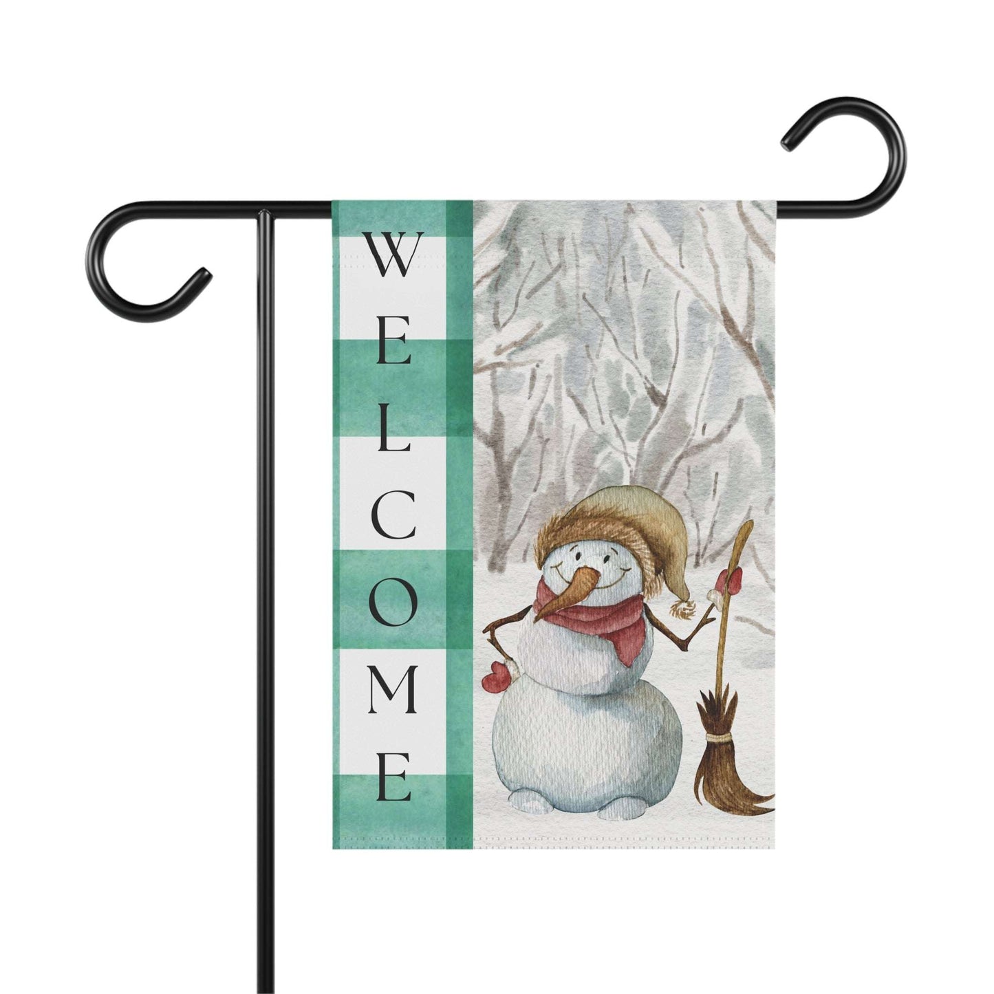 welcome, snowman, garden flag, outdoor decor, Christmas decor,