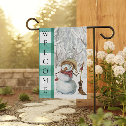 welcome, snowman, garden flag, outdoor decor, Christmas decor,