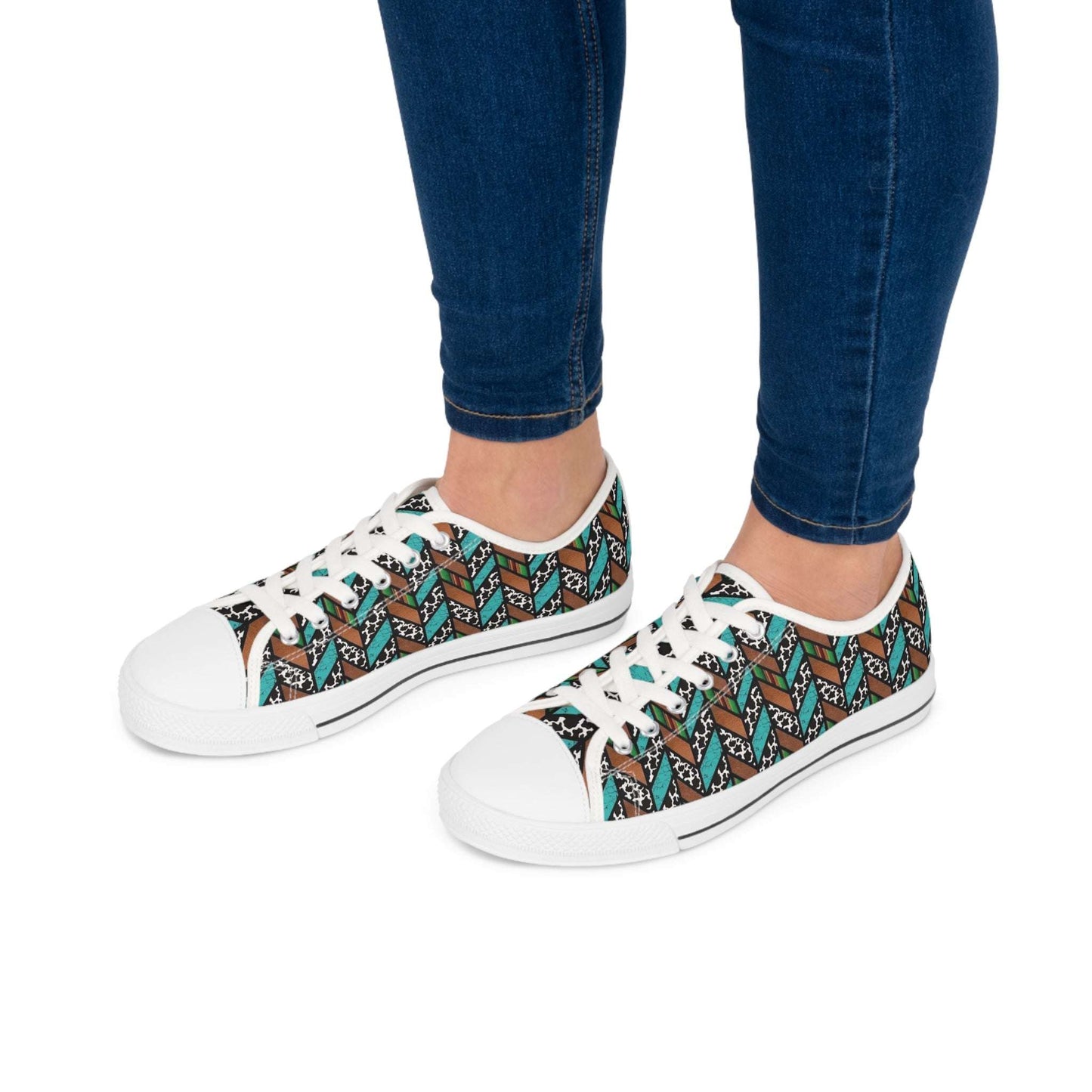 western turquoise geometric patterned womens shoes, sizes 5.5 to 12, western style, white sole