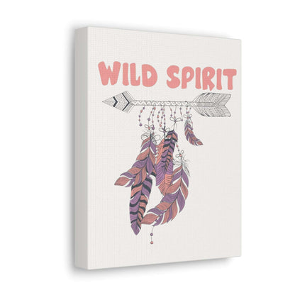 Free Spirit, boho style feather and arrow, canvas art print, wall decor, girls room decor, 8"x10"