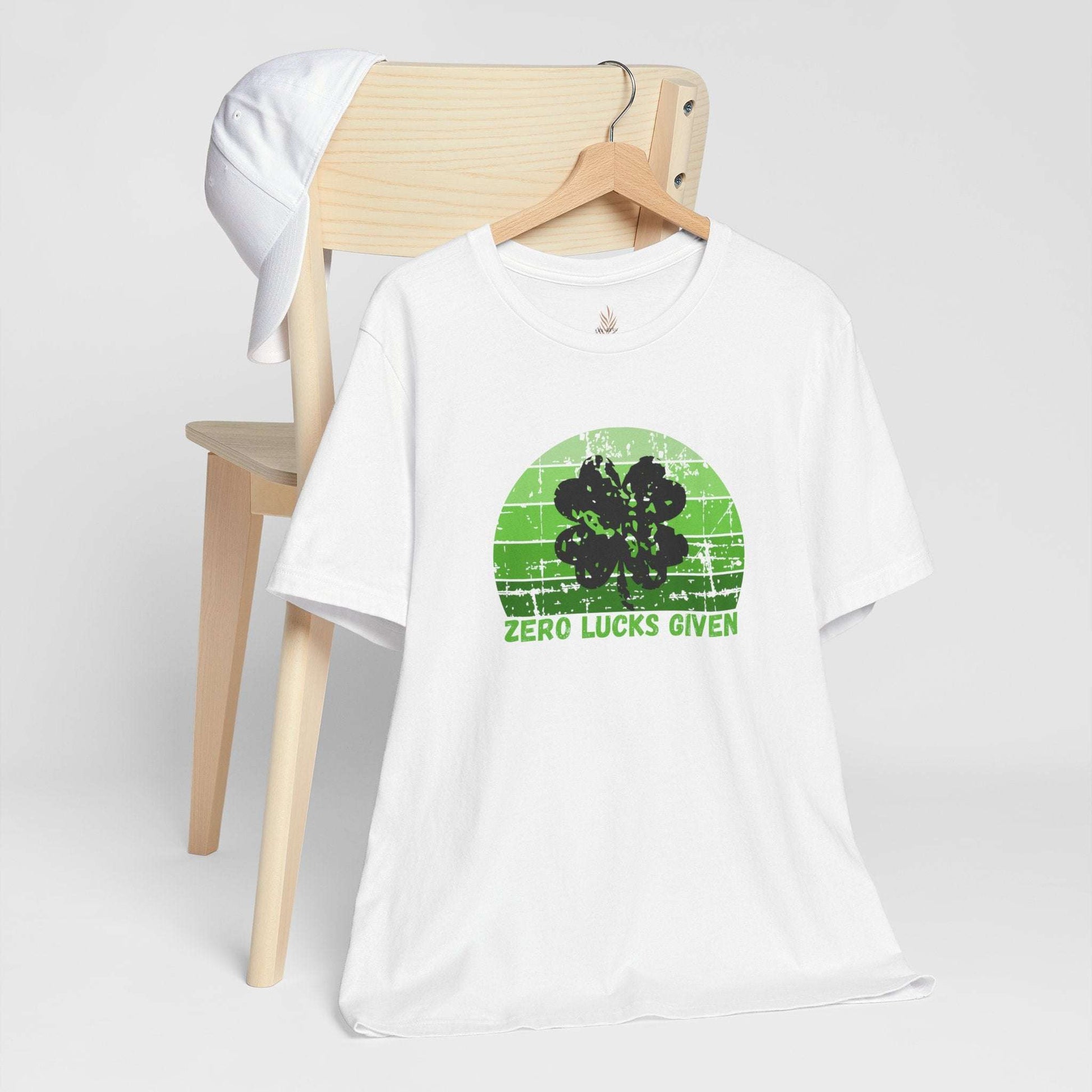 zero lucks given, st. patrick's day, unisex tee, men's apparel, women's apparel, holiday, white